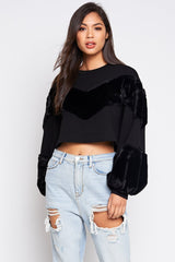 Shana Fur Crop Sweatshirt - Style Kurator